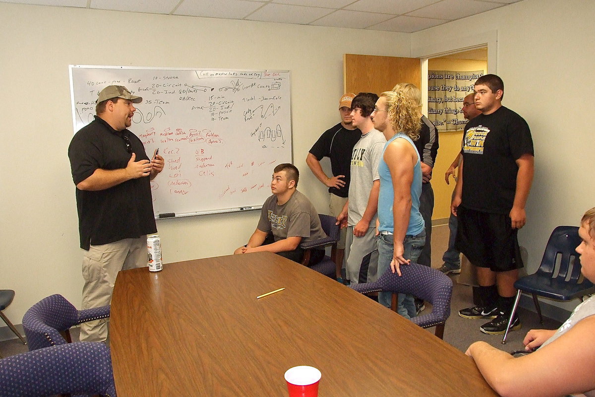 Image: Officer Eric Tolliver of the Italy Police Department briefs student volunteers as to their roles during Response To Active Shooter Training – School Based simulation drills conducted inside Italy High School this past Saturday. The training scenarios focused on the actions officers will take if one or more gunmen overtake the school.