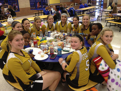 Image: The Lady Gladiators enjoy a break from the action during their Venus Tournament in their fancy new old gold uniforms. Pictured are: Taylor Turner, K’Breona Davis, Paige Westbrook, Bailey Eubank, Halee Turner, Madison Washington, Monserrat Figueroa, Cassidy Childers, Jaclynn Lewis, Kortnei Johnson, Kelsey Nelson and Tara Wallis. Looking good, Ladies!
