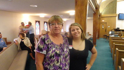 Image: Kae Clingan “comes back home” to Central Baptist Church Sunday. She is pictured here with Jill Varner, her niece.