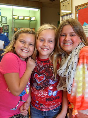 Image: Best friends, Lexi Wilson, Reagan Wilson and Parys Bishop were happy to see each other after the long summer.
