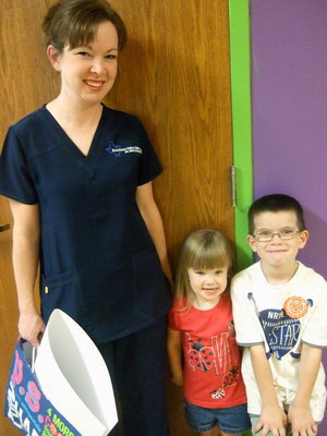 Image: Amy, Alysa and Austin Cate are ready for school. Austin will be in the first grade this year.