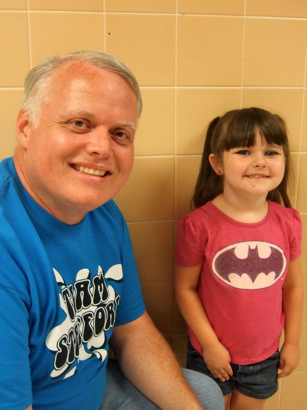 Image: Principal Nash and Sorienna Maynard—Sorienna is going to Pre-K and has Mrs. Aguado for her teacher.