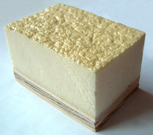 Image: A sample cube of a section of Polyurethane Foam.