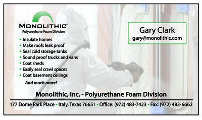 Image: Contact Gary Clark of Monolithic, Inc., Polyurethane Foam Division, to request a free on-site consultation to see if spraying polyurethane foam is the best solution for you!
    Office: (972) 483-7423