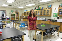 Image: Lindsey Thompson is excited about the new lab tables at Italy High School.
