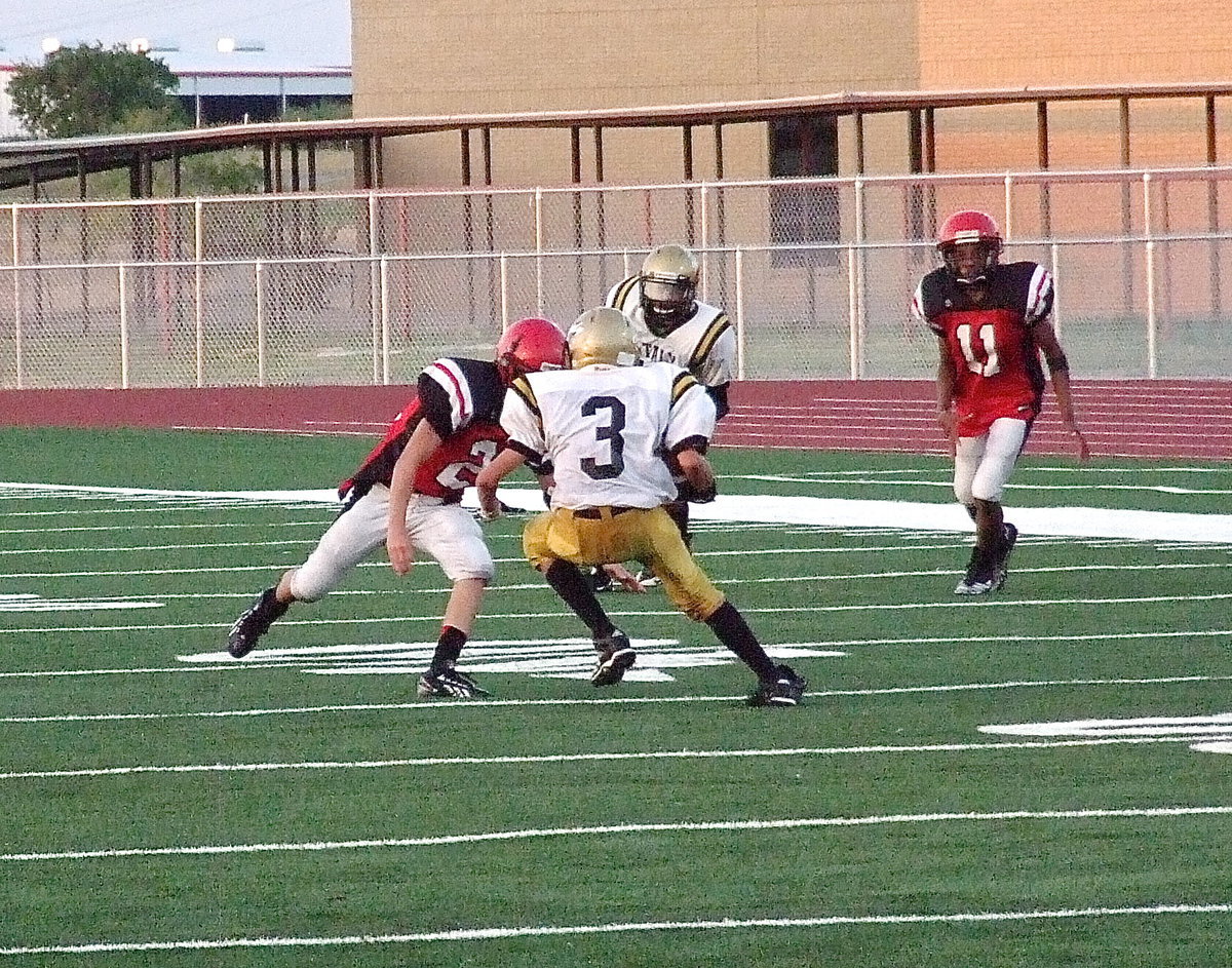 Image: Dylan McCasland(3) hauls in a pass from backup quarterback Clayton Miller.