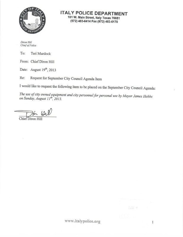 Image: Chief Hill agenda item request
