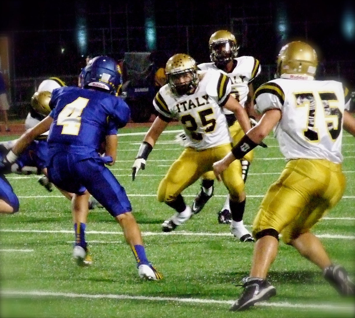 Image: Linebacker Shad Newman(25) converges on a Raider receiver along with Cody Medrano(75) and Tre Robertson(3). Newman had his best defensive outing of the season so far with 11 solo tackles and 3 assists.