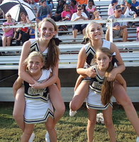Image: Italy JH cheerleaders Kirby Nelson, Annie Perry, Karson Holley and Karley Nelson bring fun and energy to Willis FIeld.