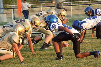 Image: 8th grade center Clay Riddle(60) is ready to lead the fight against Sunnyvale.