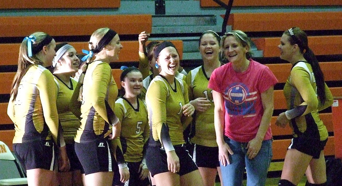 Image: Me, I was nervous. However, head coach Morgan Mathews and her Lady Gladiators were calm, cool and collected as they broke the huddle with a funny.