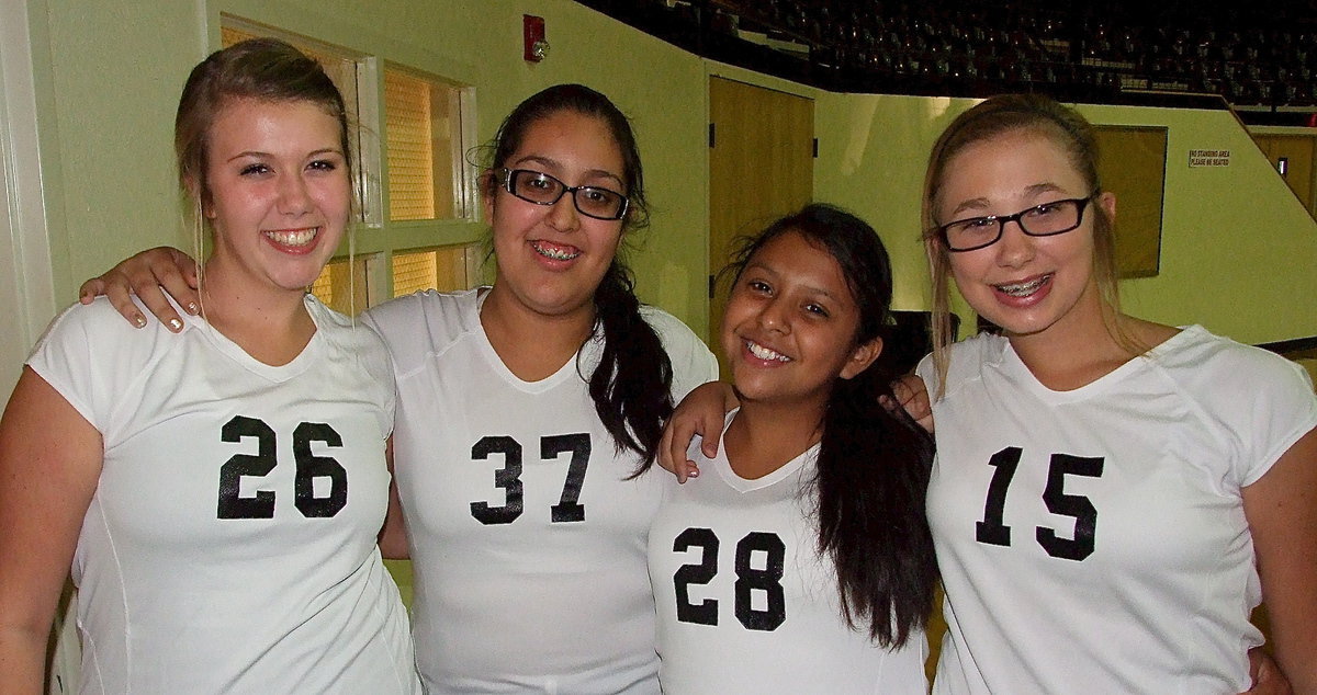 Image: Sticking together are Sydney Weeks(26), Lorena Rodriguez(37), Noeli Garcia(28) and Maegan Connor(15).