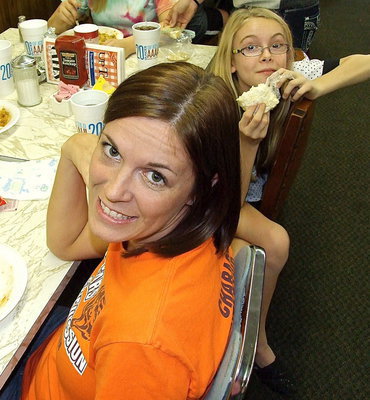 Image: Jenna Chambers enjoys the appreciation dinner as does her daughter Madelyn who seems to be really enjoying it.