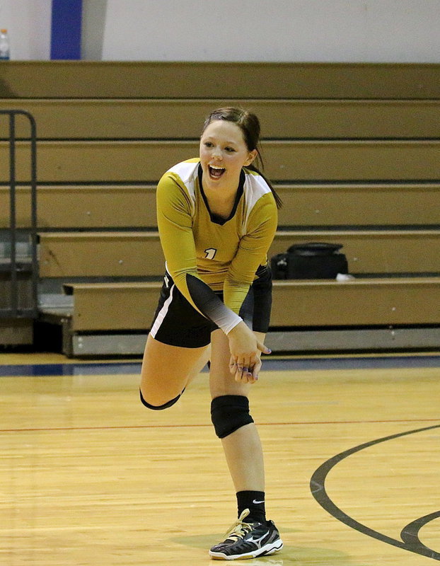 Image: Lady Gladiator Bailey Eubank(1) celebrates a point.