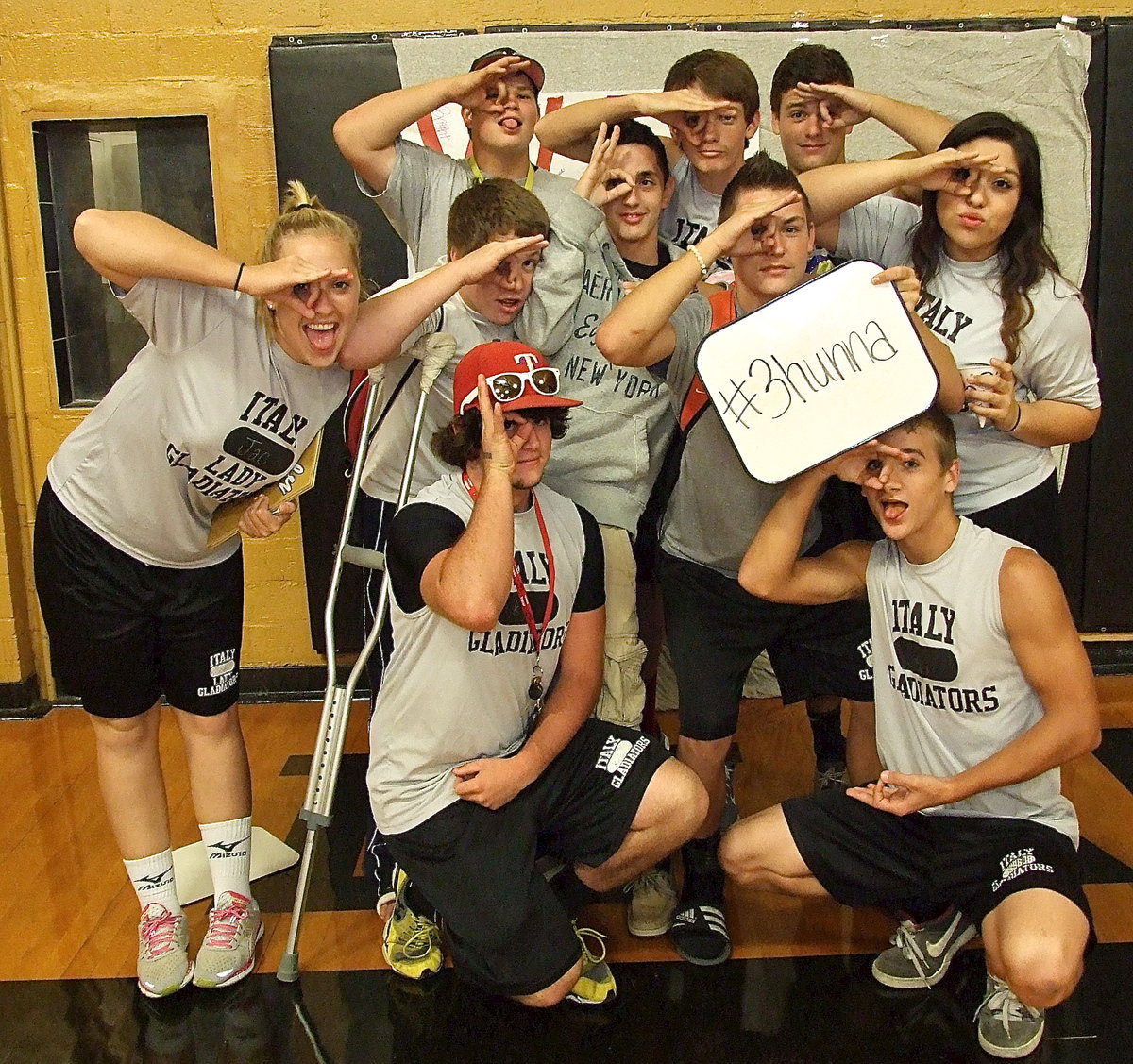 Image: Are their any Gladiators in the house? About #3hunna of them apparently. Proud to be Gladiator are (Back row L-R): John Byers, Ty Windham and Hunter Merimon. (Middle row L-R): Jaclynn Lewis, John Escamilla, Jack Hernandez, Colton Grant and Monserrat Figueroa. (Front row L-R): Kyle Fortenberry and Levi McBride.