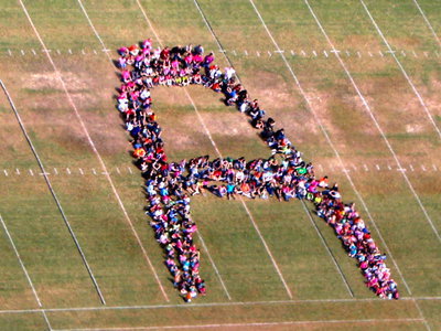 Image: This is an the view of the students’ letter A from the air.