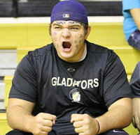 Image: Lady Gladiator fanatic Kevin Roldan wears his heart on his face.