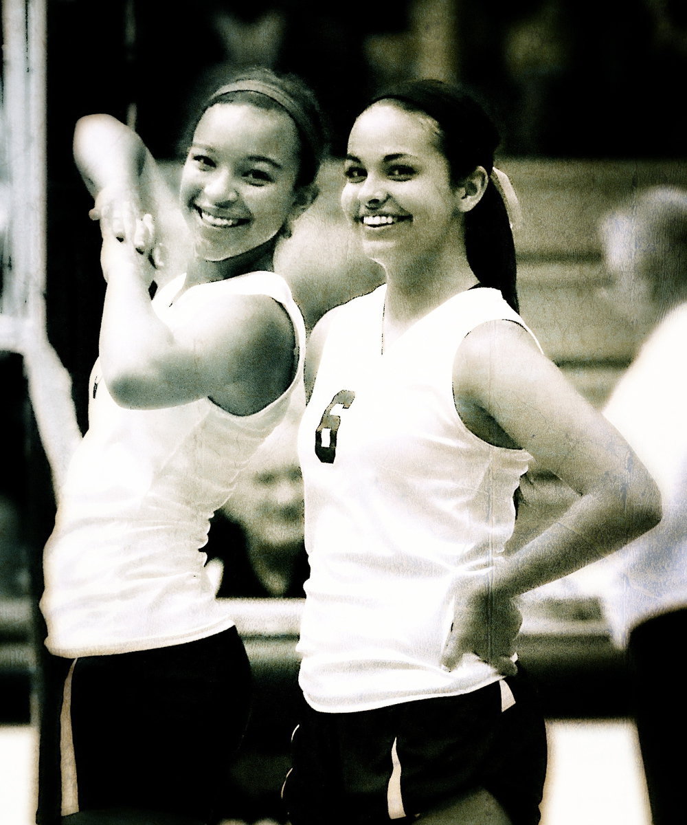 Image: April Lusk(3) and Ashlyn Jacinto(6) are calm and poised for a win as the dome fills up with intensity.