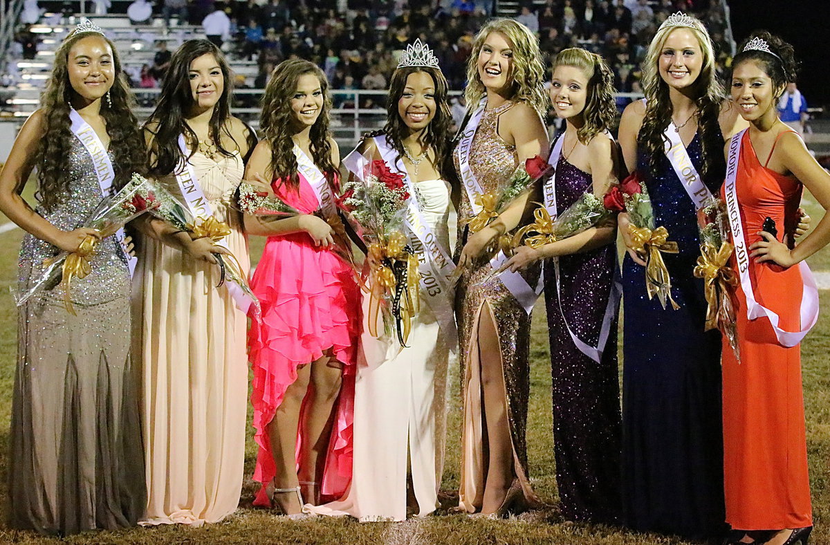 Image: The 2013 Italy High School Homecoming Court: Freshman princess Vanessa Cantu, queen nominee Adrianna Celis, queen nominee Corl McCarthy, Homecoming Queen Ryisha Copeland, queen nominee Taylor Turner and queen nominee Brianna Riddle,  junior princess Madison Washington and sophomore princess  Julissa Hernandez.