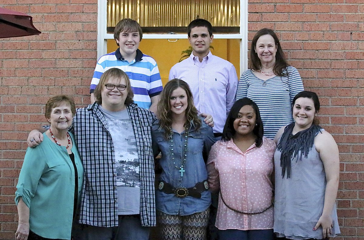 Image: Past recipients of the George Scott Memorial Scholarship return each year to visit with contributors and give a big hug to George’s wife, Wanda Scott, and to his daughter, Diana Herrin. Taking a moment for a group photo are: Top row (L-R): Brett Kirton, Ried Jacinto and Diana Herrin. Bottom row (L-R): Wanda Scott, Logan Owens, Kaitlyn Rossa, Amber Mitchell and Kaytlyn Bales.