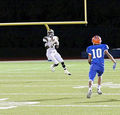 Image: Safety Trevon Robertson(3) intercepts a pass for the Gladiators.