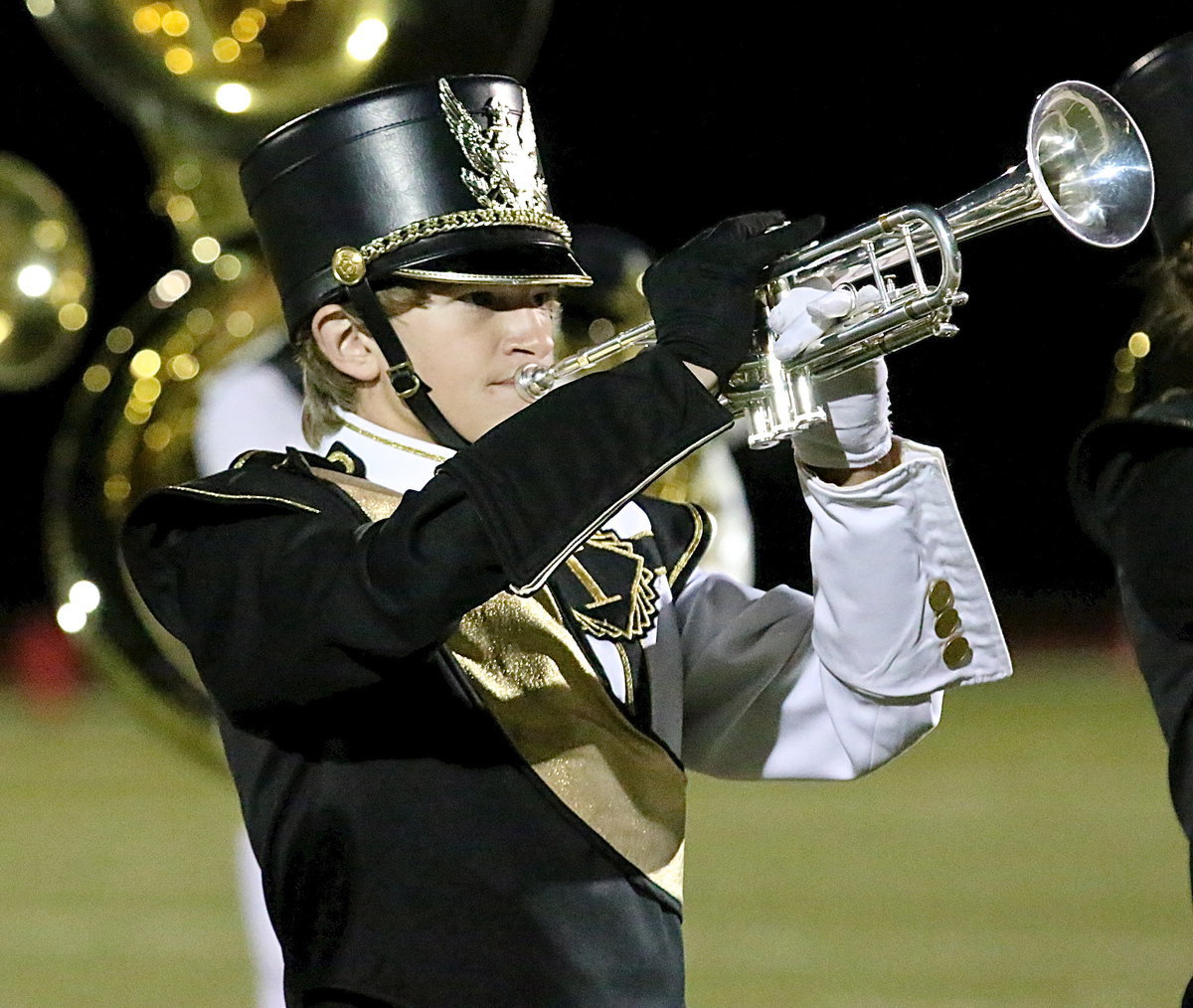 Image: Garrett Janek during the Gladiator Band’s halftime performance.