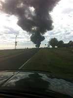 Image: The plume of smoke can be seen for miles as a result of gas pipe line explosions near Milford along FM 308. FM 308 has been shutdown. Avoid this area.