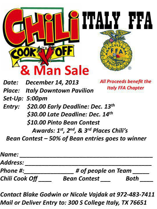 Image: Chili Cook-Off Entry Form
    For Optimal Printing of Form: Click image twice to get to largest size. Right click image and download to your computer. Then print image.