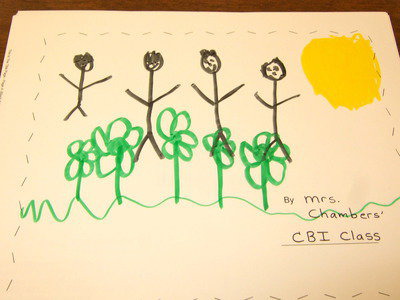Image: One of the student’s from Mrs. Chambers class shows his illustration.