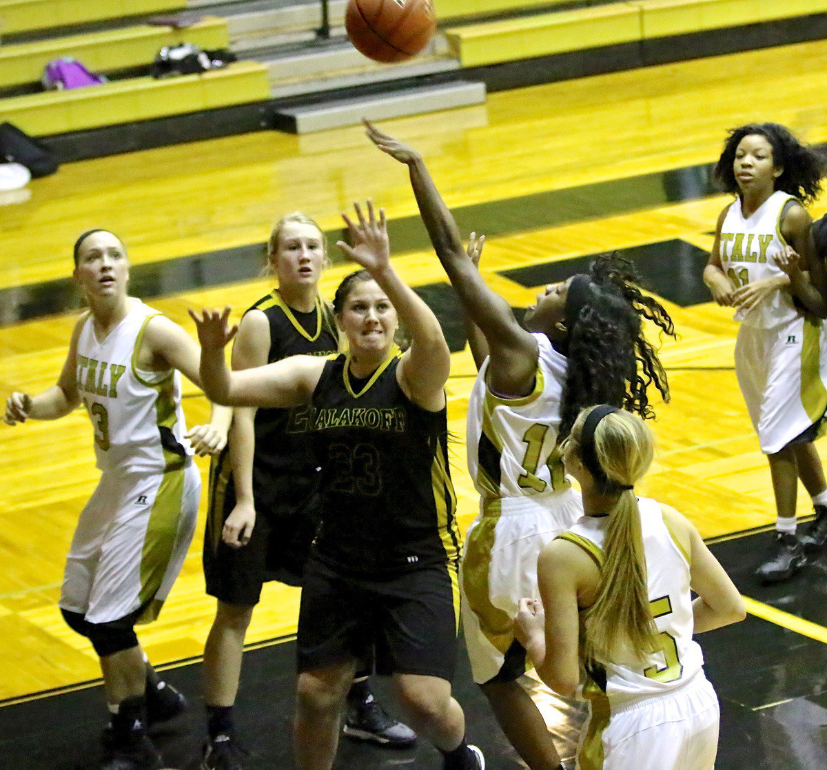 Image: Kendra Copeland(10) scores a basket for Italy.