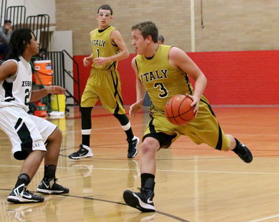 Image: Bailey Walton(3) pushes the ball up the floor to keep the Zebras on their back haunches.