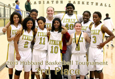 Image: The Italy Lady Gladiators pose for a group photo after winning 2-out of-3 games during the Hubbard varsity tournament to claim 3rd place.