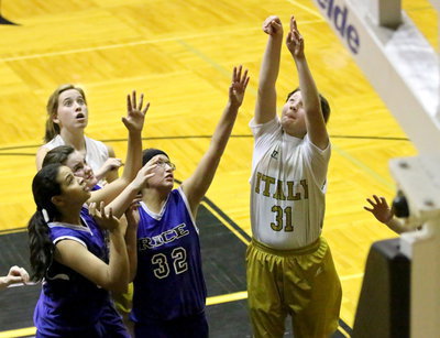 Image: Tatum Adams(31) scores under the basket to finish with 4-points.