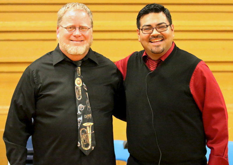 Image: Band of brothers: David Graves and Jesus Perez served as band directors this year and were extremely proud of their band kids after the concert.