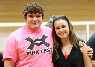 Image: Kevin Roldan congratulates Amber Hooker after her performance during the Christmas concert. Pink is definitely her color:)