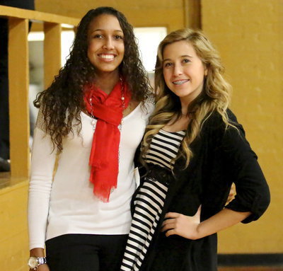 Image: Emmy Cunningham and Hannah Haight are proud and stylish band members.