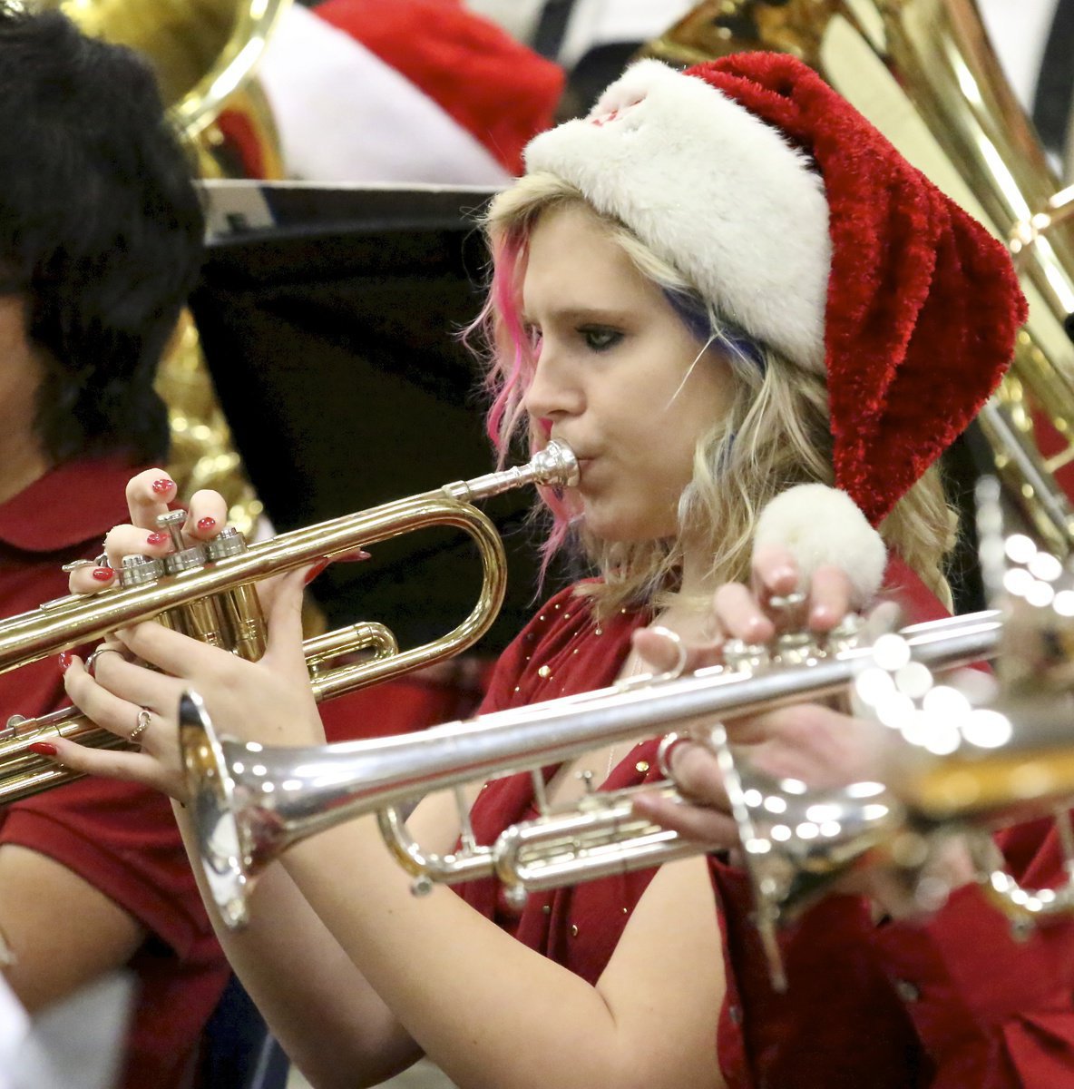 Image: Jennifer McDaniel is a colorful addition to the trumpet section.