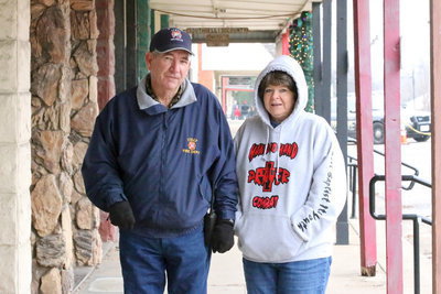 Image: Italy Fire Chief Donald Chambers and his wife Kay are heading inside The Uptown Cafe for a warm meal.