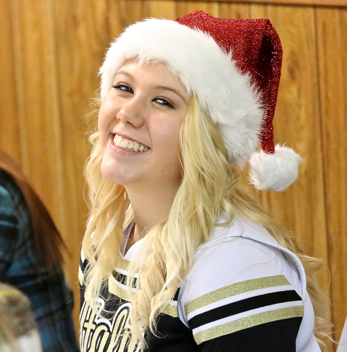 Image: Italy HS cheerleader Sydney Weeks is full of school and Christmas spirit.