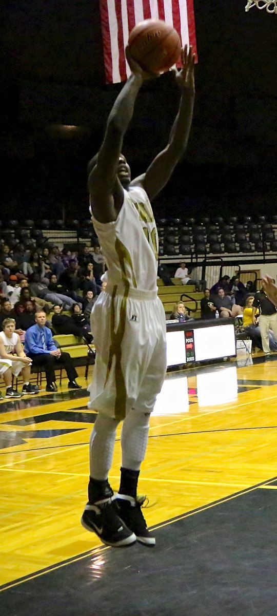 Image: TaMarcus Sheppard(10) banks an open look at the basket.