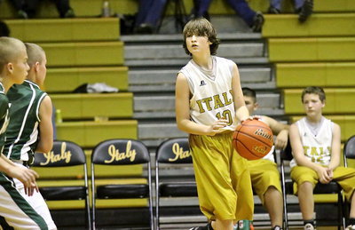 Image: Italy 7th Grader, Ryder Itson(10) spots up to take a shot.