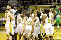 Image: It’s a celebration! The Lady Gladiators enjoy their 24-point win over the Lady Gators from Gateway.