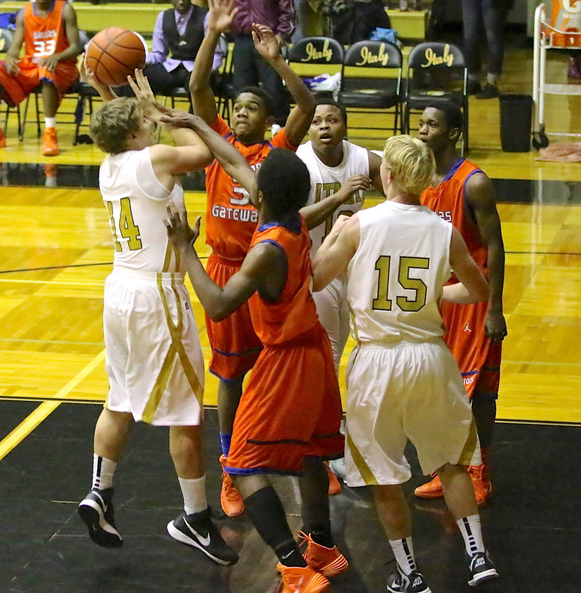 Image: Bailey Walton(14) gets fouled in the lane, but of course, the Gladiators are unable to get the call on their home floor.