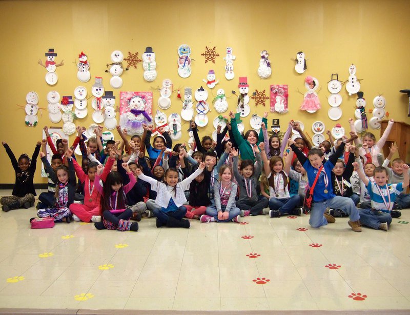 Image: First graders participating in the “Snow People Family Project.”
