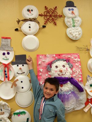 Image: Maddox Dickerson’s snow person won Happiest Snow Person.