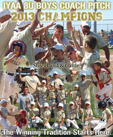 Image: Hip, hip, hooray! — A poster commemorates the IYAA 8U boys coach pitch championship back in June of 2013! Italy Gold was sponsored by Stiles Land &amp; Cattle.