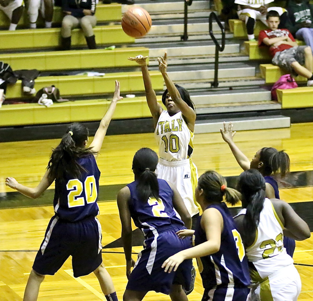 Image: Senior, Kendra Copeland(10) knocks down a jumper for the Lady Gladiators. Kendra, scored 11-points against Grand Prairie Advantage.