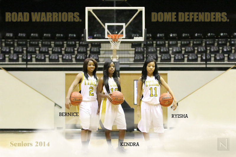 Image: Italy Lady Gladiator seniors, Bernice Hailey, Kendra Copeland and Ryisha Copeland were the center of attention during Senior Night. The talented trio and their teammates left no doubt against visiting Grand Prairie Advantage for a 64-4 district win.
