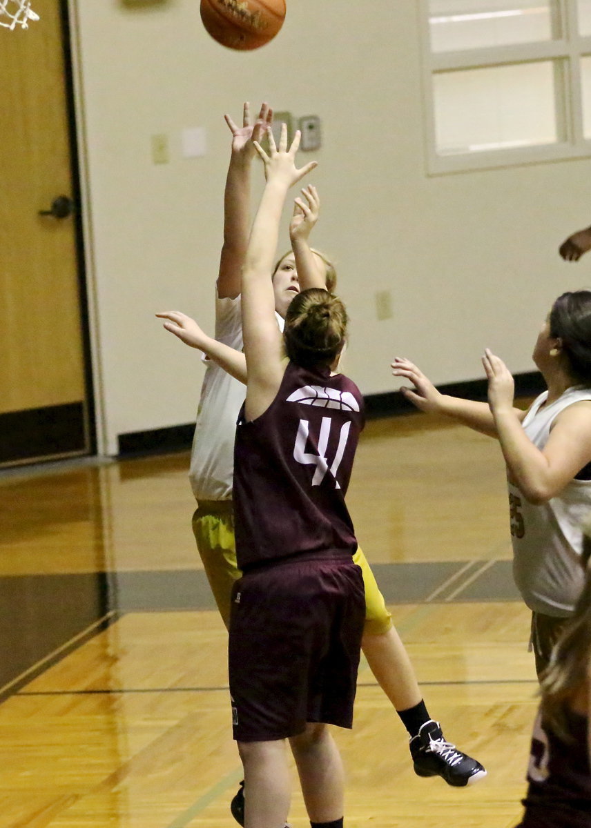 Image: Brycelen Richards(22) rises over a MIldred defender.