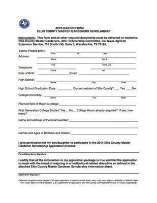 Image: Ellis County Master Gardener Scholarship – application